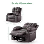 Massage Recliner Chair for Adults, Swivel Rocker with Heat, PU Leather, Remote, Cup Holders, Side Pocket, Wide Recliner for Living Room, Bedroom