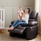 Massage Recliner Chair for Adults, Swivel Rocker with Heat, PU Leather, Remote, Cup Holders, Side Pocket, Wide Recliner for Living Room, Bedroom