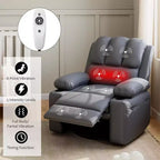 Massage Recliner Chair for Adults, Swivel Rocker with Heat, PU Leather, Remote, Cup Holders, Side Pocket, Wide Recliner for Living Room, Bedroom