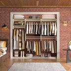 95 Closet Organizer with 5 Hanging Rods, Wall Mounted Clothes Hanging Rack for Organization