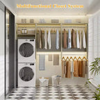 95 Closet Organizer with 5 Hanging Rods, Wall Mounted Clothes Hanging Rack for Organization