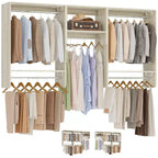 95 Closet Organizer with 5 Hanging Rods, Wall Mounted Clothes Hanging Rack for Organization