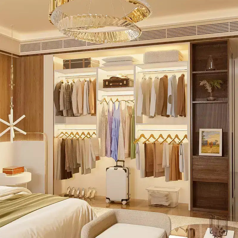 95 Closet Organizer with 5 Hanging Rods, Wall Mounted Clothes Hanging Rack for Organization