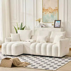 92-inch high-quality corner sofa with a central console coffee table, suitable for living room/apartment, white.