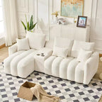 92-inch high-quality corner sofa with a central console coffee table, suitable for living room/apartment, white.