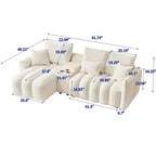 92-inch high-quality corner sofa with a central console coffee table, suitable for living room/apartment, white.