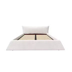 King Size Upholstered Platform Bed, Metal & Solid Wood Bed Frame with Special Shaped Velvet Headboard