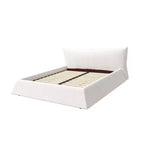 King Size Upholstered Platform Bed, Metal & Solid Wood Bed Frame with Special Shaped Velvet Headboard