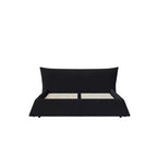 King Size Upholstered Platform Bed, Metal & Solid Wood Bed Frame with Special Shaped Velvet Headboard
