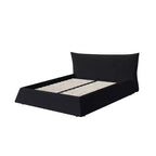 King Size Upholstered Platform Bed, Metal & Solid Wood Bed Frame with Special Shaped Velvet Headboard