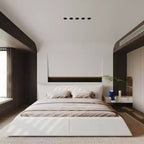 King Size Upholstered Platform Bed, Metal & Solid Wood Bed Frame with Special Shaped Velvet Headboard