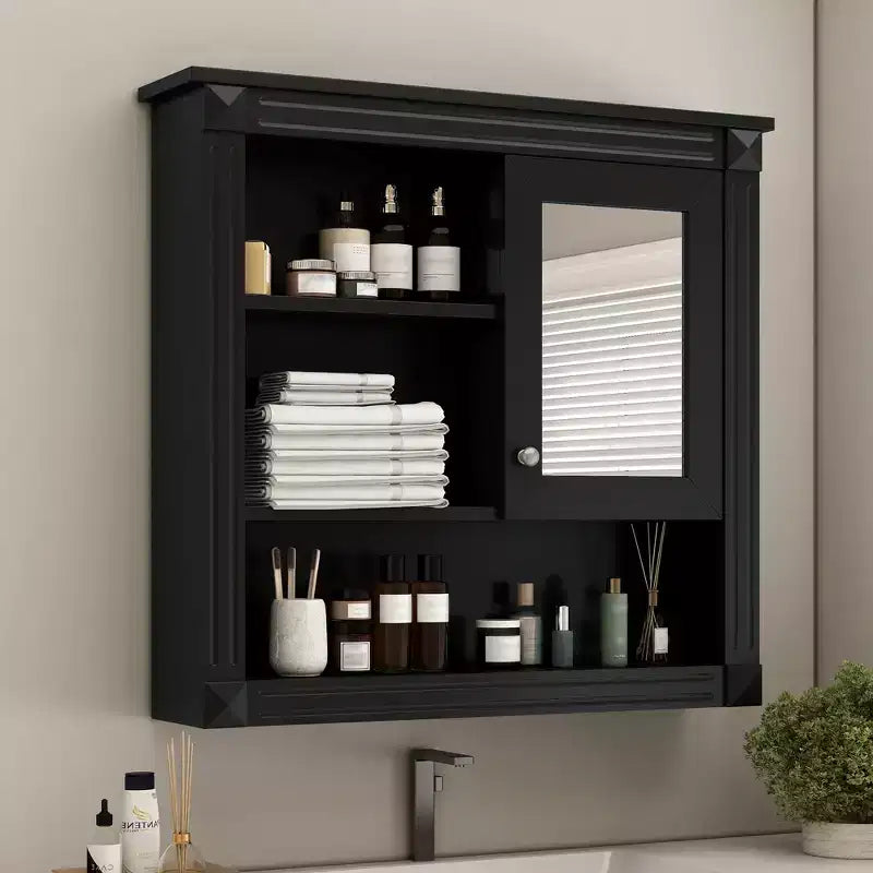 32 in. W x 28 in. H Rectangular MDF Medicine Cabinet with Mirror, 5 Removable Shelves, Soft-closing Hinges