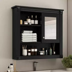 32 in. W x 28 in. H Rectangular MDF Medicine Cabinet with Mirror, 5 Removable Shelves, Soft-closing Hinges