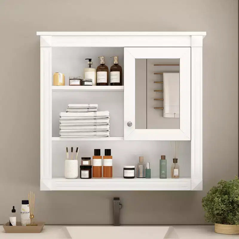 32 in. W x 28 in. H Rectangular MDF Medicine Cabinet with Mirror, 5 Removable Shelves, Soft-closing Hinges