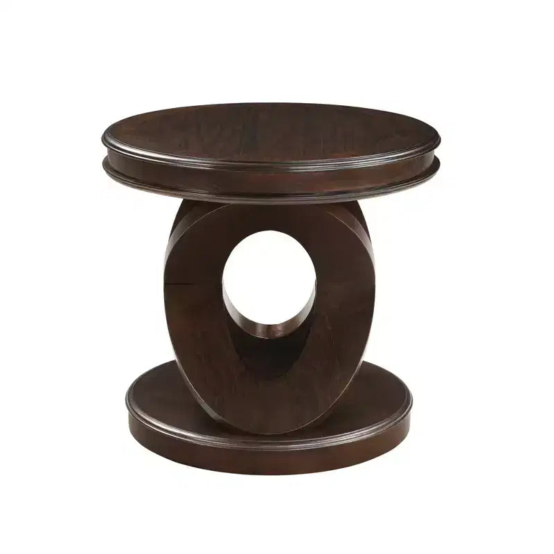 Tavolino rotondo retrò in legno con base a X per sala da pranzo o soggiorno, color espresso