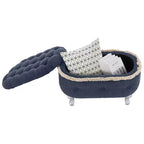 29.5 Upholstered Storage Bench,Fabric Footboard Bench with Button Tufted and Fringe,Lift Top,End of Bed Bench for Bedroom,Living Room