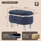 29.5 Upholstered Storage Bench,Fabric Footboard Bench with Button Tufted and Fringe,Lift Top,End of Bed Bench for Bedroom,Living Room