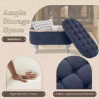 29.5 Upholstered Storage Bench,Fabric Footboard Bench with Button Tufted and Fringe,Lift Top,End of Bed Bench for Bedroom,Living Room