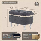 29.5 Upholstered Storage Bench,Fabric Footboard Bench with Button Tufted and Fringe,Lift Top,End of Bed Bench for Bedroom,Living Room