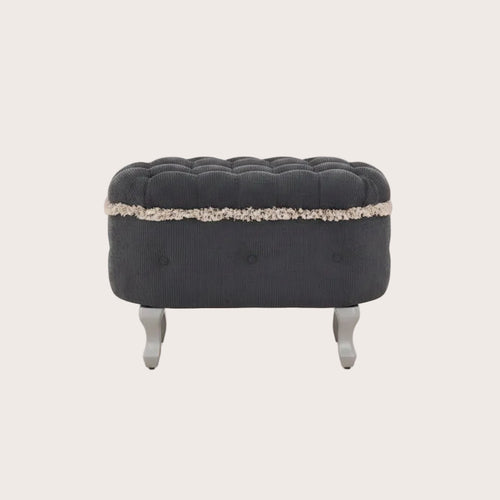 TUYOHW 29.5 Upholstered Storage Bench,Fabric Footboard Bench with Button Tufted and Fringe,Lift Top,End of Bed Bench for Bedroom,Living Room
