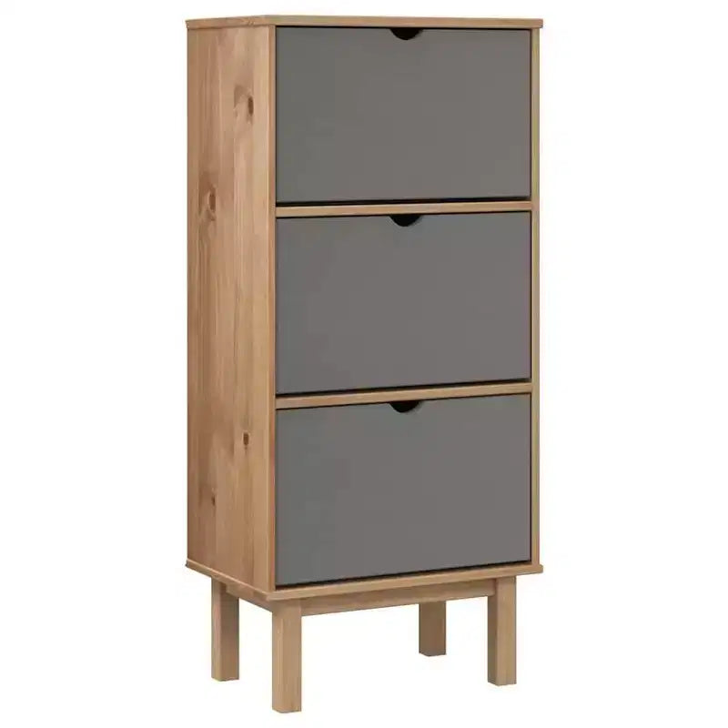 Shoe Cabinet Brown Solid Pine Wood Medium Shoe Cabinet