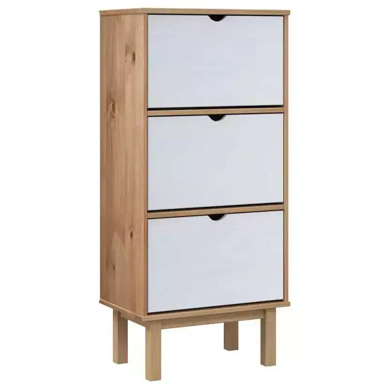 Shoe Cabinet Brown Solid Pine Wood Medium Shoe Cabinet