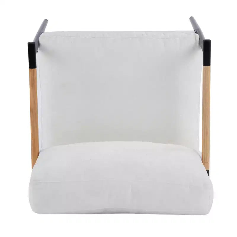27.56 Modern Accent Chair, Plush Cushions Minimalist Metal Frame Wooden Armrest, Living Room Bedroom Office