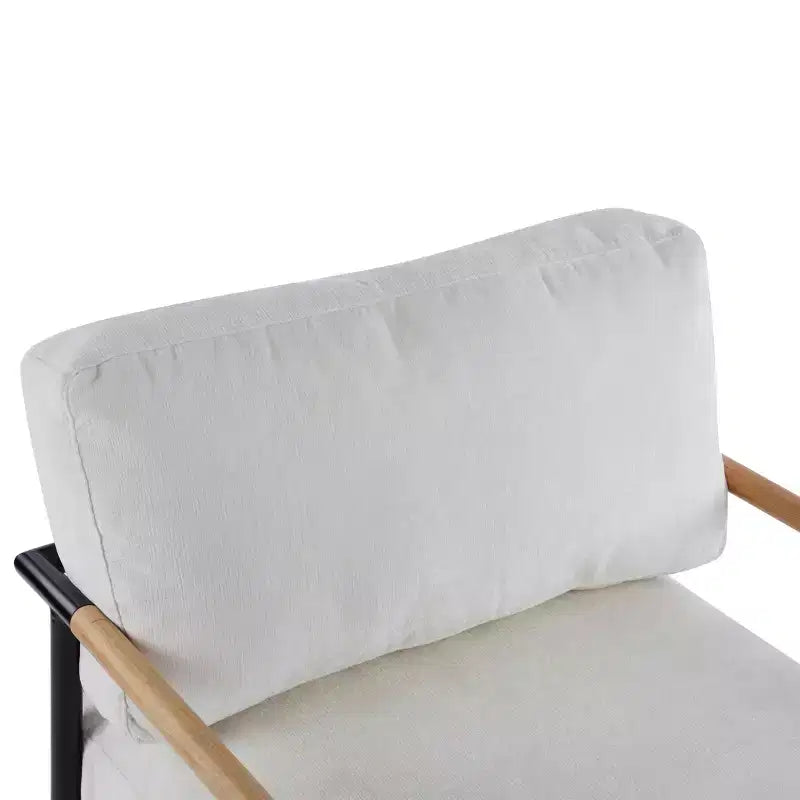 27.56 Modern Accent Chair, Plush Cushions Minimalist Metal Frame Wooden Armrest, Living Room Bedroom Office