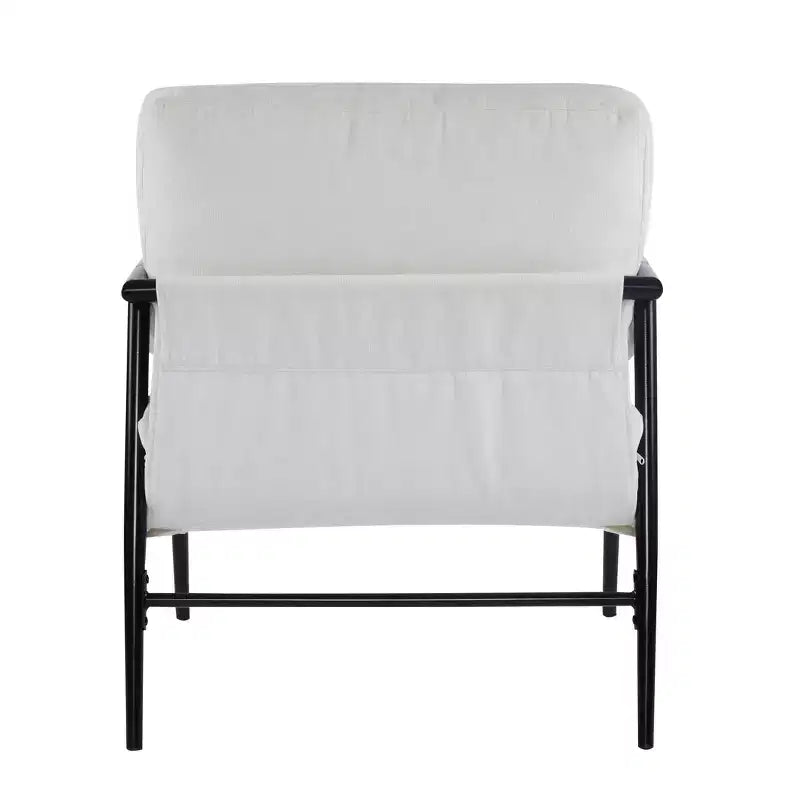 27.56 Modern Accent Chair, Plush Cushions Minimalist Metal Frame Wooden Armrest, Living Room Bedroom Office