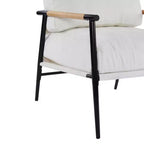 27.56 Modern Accent Chair, Plush Cushions Minimalist Metal Frame Wooden Armrest, Living Room Bedroom Office