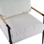 27.56 Modern Accent Chair, Plush Cushions Minimalist Metal Frame Wooden Armrest, Living Room Bedroom Office