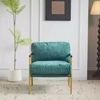 27.56 Modern Accent Chair, Plush Cushions Minimalist Metal Frame Wooden Armrest, Living Room Bedroom Office