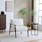 27.56 Modern Accent Chair, Plush Cushions Minimalist Metal Frame Wooden Armrest, Living Room Bedroom Office