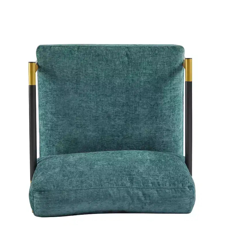 27.56 Modern Accent Chair, Plush Cushions Minimalist Metal Frame Wooden Armrest, Living Room Bedroom Office