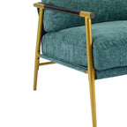 27.56 Modern Accent Chair, Plush Cushions Minimalist Metal Frame Wooden Armrest, Living Room Bedroom Office