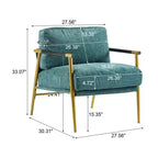 27.56 Modern Accent Chair, Plush Cushions Minimalist Metal Frame Wooden Armrest, Living Room Bedroom Office