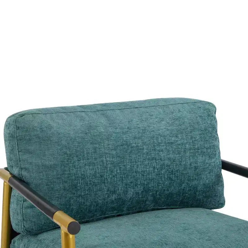 27.56 Modern Accent Chair, Plush Cushions Minimalist Metal Frame Wooden Armrest, Living Room Bedroom Office