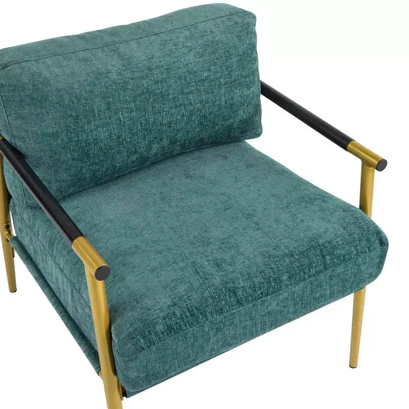 27.56 Modern Accent Chair, Plush Cushions Minimalist Metal Frame Wooden Armrest, Living Room Bedroom Office