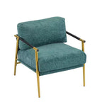 27.56 Modern Accent Chair, Plush Cushions Minimalist Metal Frame Wooden Armrest, Living Room Bedroom Office