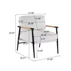 27.56 Modern Accent Chair, Plush Cushions Minimalist Metal Frame Wooden Armrest, Living Room Bedroom Office