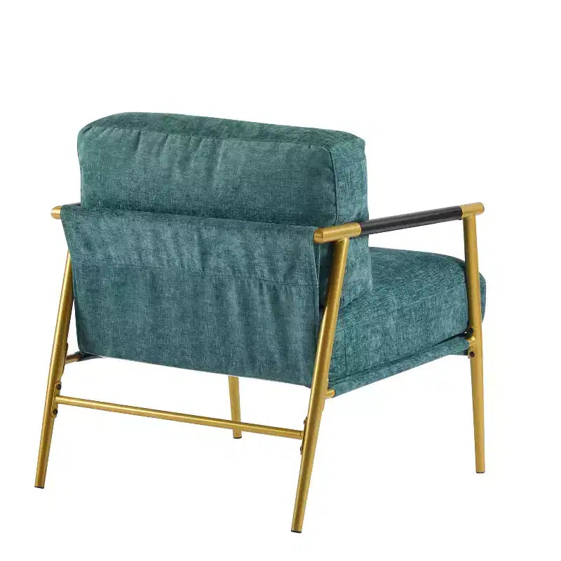 27.56 Modern Accent Chair, Plush Cushions Minimalist Metal Frame Wooden Armrest, Living Room Bedroom Office