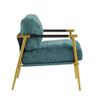 27.56 Modern Accent Chair, Plush Cushions Minimalist Metal Frame Wooden Armrest, Living Room Bedroom Office