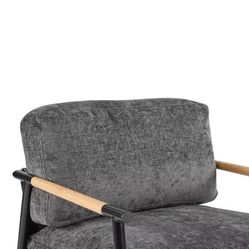 27.56 Modern Accent Chair, Plush Cushions Minimalist Metal Frame Wooden Armrest, Living Room Bedroom Office