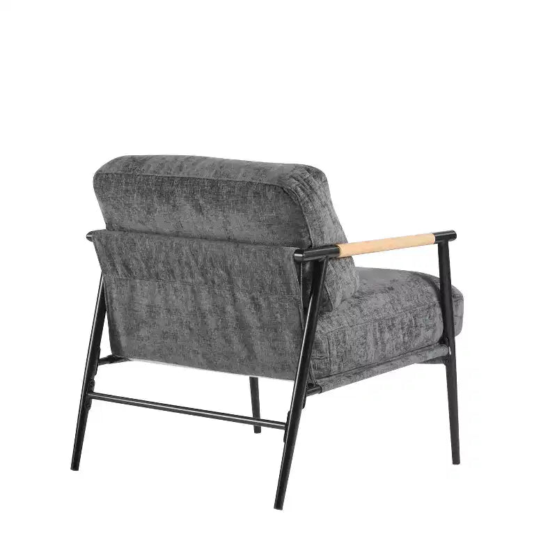 27.56 Modern Accent Chair, Plush Cushions Minimalist Metal Frame Wooden Armrest, Living Room Bedroom Office