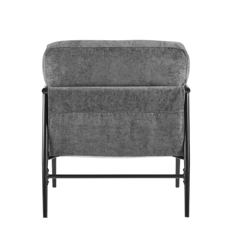 27.56 Modern Accent Chair, Plush Cushions Minimalist Metal Frame Wooden Armrest, Living Room Bedroom Office