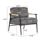 27.56 Modern Accent Chair, Plush Cushions Minimalist Metal Frame Wooden Armrest, Living Room Bedroom Office