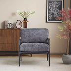 27.56 Modern Accent Chair, Plush Cushions Minimalist Metal Frame Wooden Armrest, Living Room Bedroom Office
