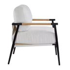 27.56 Modern Accent Chair, Plush Cushions Minimalist Metal Frame Wooden Armrest, Living Room Bedroom Office
