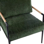 27.56 Modern Accent Chair, Plush Cushions Minimalist Metal Frame Wooden Armrest, Living Room Bedroom Office