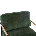 27.56 Modern Accent Chair, Plush Cushions Minimalist Metal Frame Wooden Armrest, Living Room Bedroom Office